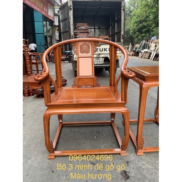 bộ ba ghế minh đế gỗ gõ nhiều màu