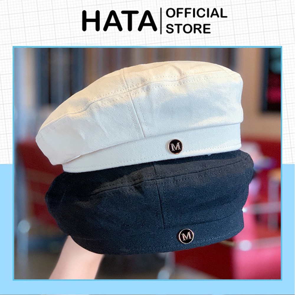 Mũ Nồi Nam Nữ Đính Chữ M P506 Nón Beret Thủy Thủ Phong Cách Hàn Quốc - Hata24h