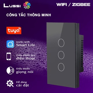 Công tắc cảm ứng thông minh 3 nút, mặt gương