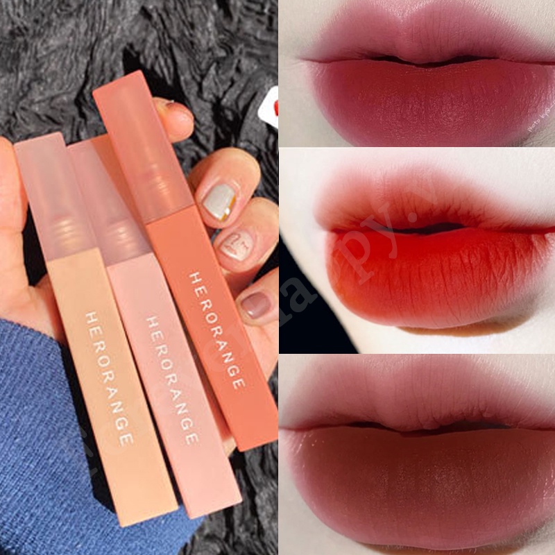 Son lì Herorange Mềm Mịn Như Nhung Chống Thấm Nước Chống Khô Môi Lâu Trôi Son6