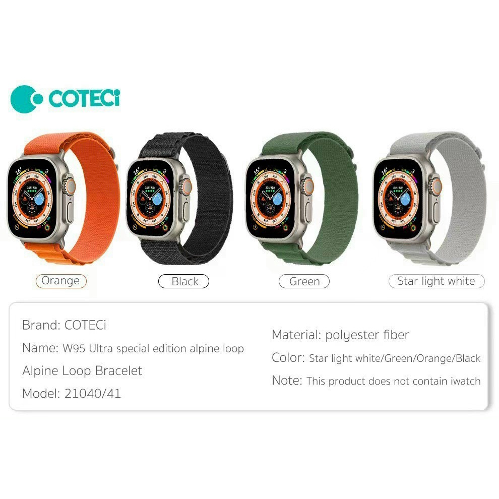 Dây đeo vải Coteetci W95 Ultra Alpine Loop cho đồng hồ thông minh Watch Ultra . Size 38/40/41/42/44/45/49 mm chính hãng
