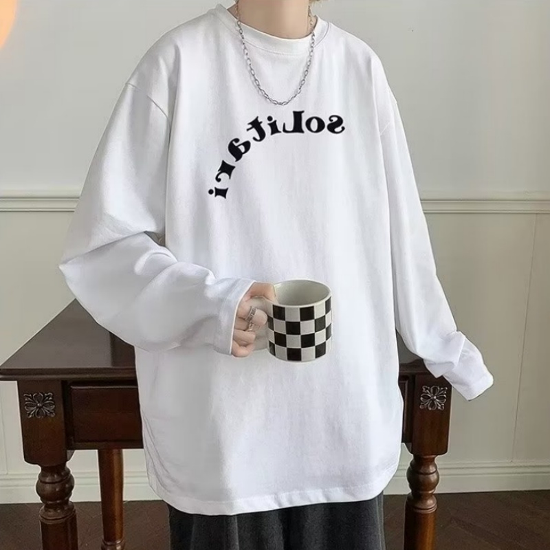 Áo Thun Tay Dài Dáng Rộng In Chữ Phong Cách Nhật Bản Thời Trang Cho Nam Và Nữ Size M-5XL