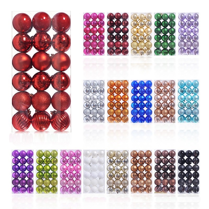 Set 36 quả châu trơn mạ điện 3CM/4CM/6CM trang trí giáng sinh MERRYCHRISTMAS - NOEL202