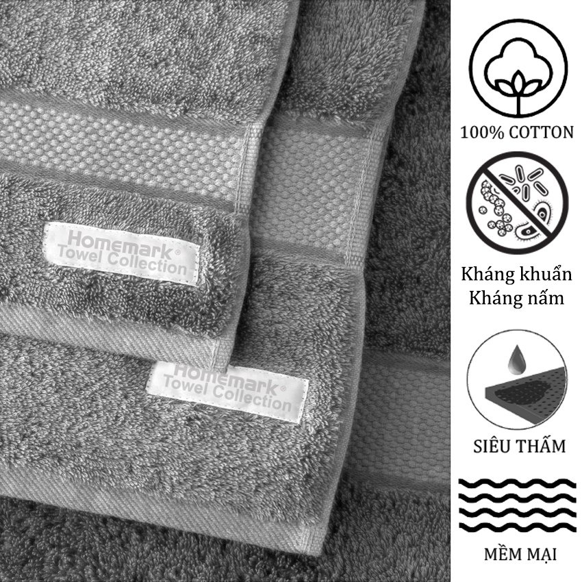 Khăn tắm lớn cotton cao cấp 70x140cm chuẩn khách sạn 5 sao thấm hút tốt, bông tự nhiên mềm mại Homemark Towel Collection