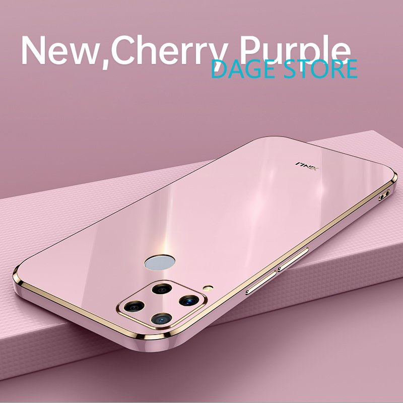 Ốp Điện Thoại Viền Mạ 6D Màu Trơn Cho Realme C15 C12 C25 7i Narzo 20