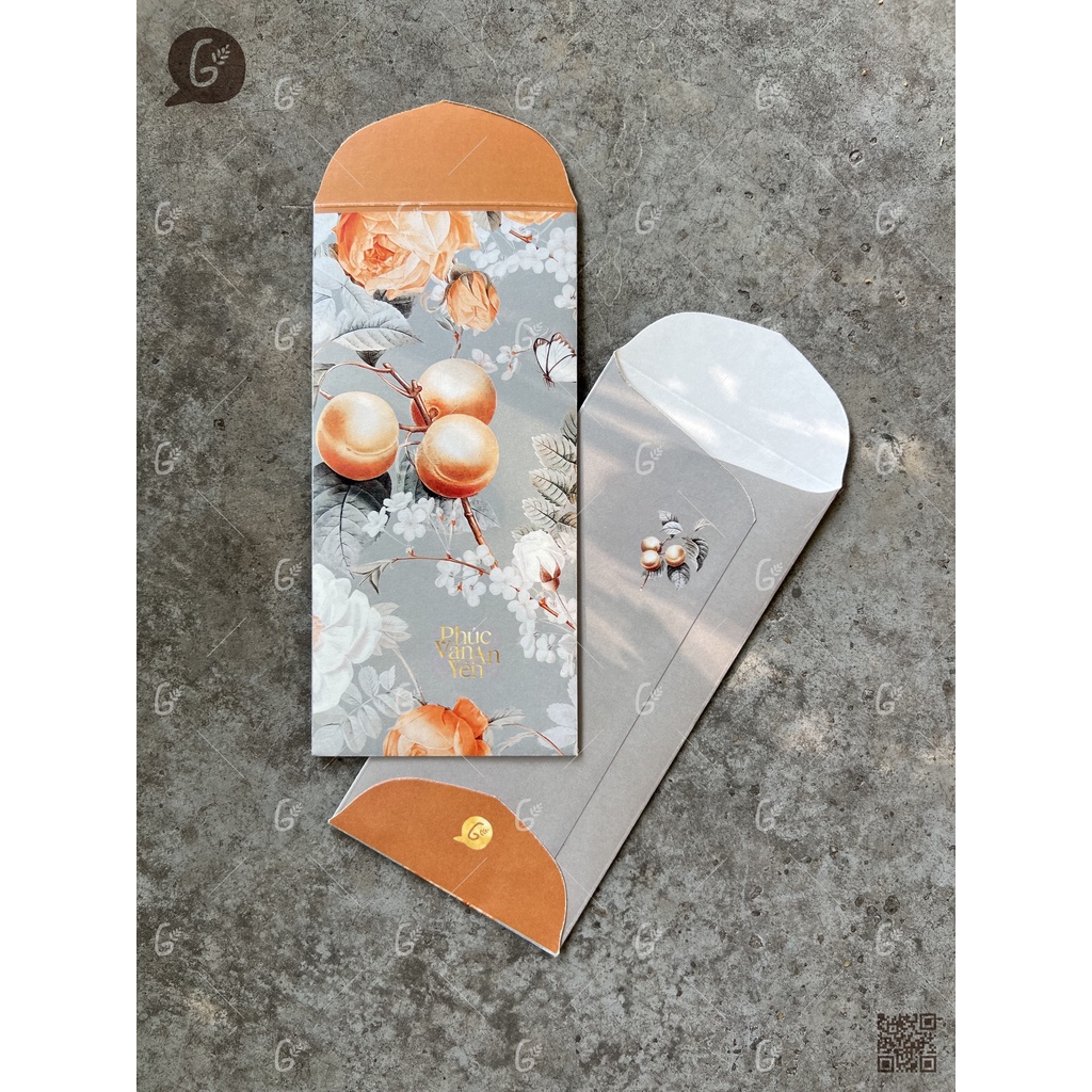 Set LÌ XÌ TẾT Phúc Vinh Khải Hoàn chữ vàng Ép kim, chất liệu giấy Kraft Nhật 6 chiếc/set