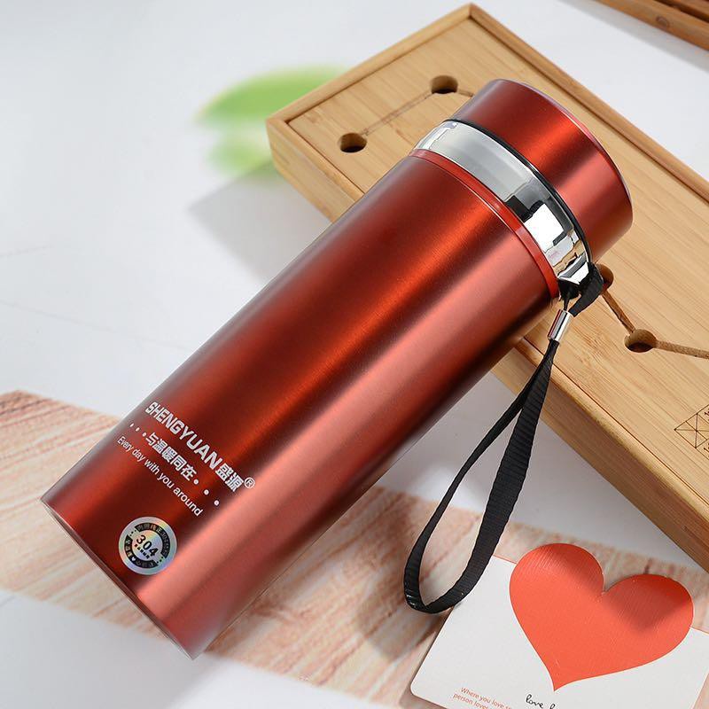 Bình giữ nhiệt 12 tiếng Loĩ INOX 304 KHÔNG GỈ SHENGYUAN dung tích 1l Màu đỏ
