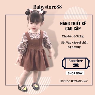 Set Váy áo thu đông cho bé gái - BABYSTORE88 - đầm dạ nhung trẻ em dài tay 1 2 3 4 5 6 7 8 9 10 11 12 tuổi v28