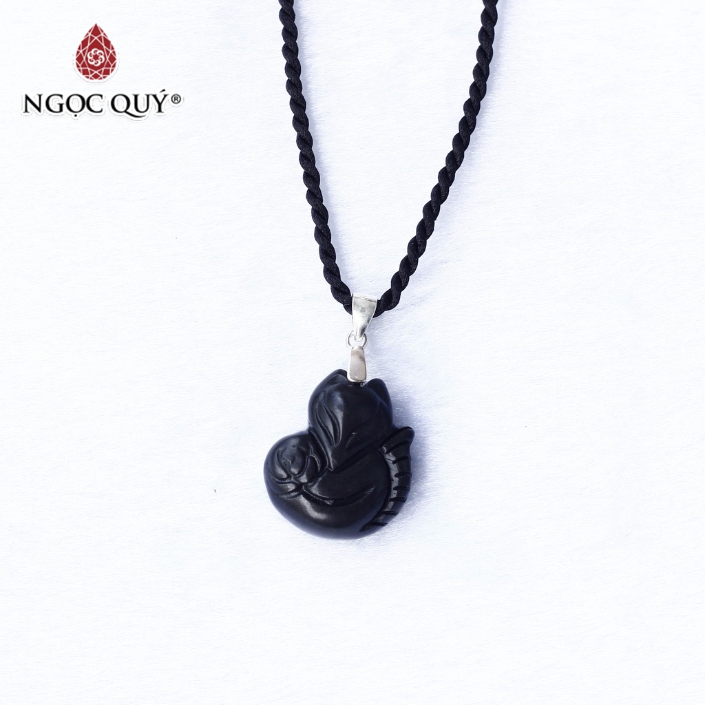 Mặt dây chuyền hồ ly 9 đuôi tourmaline đen hợp mệnh thủy, mệnh mộc - Ngọc Quý