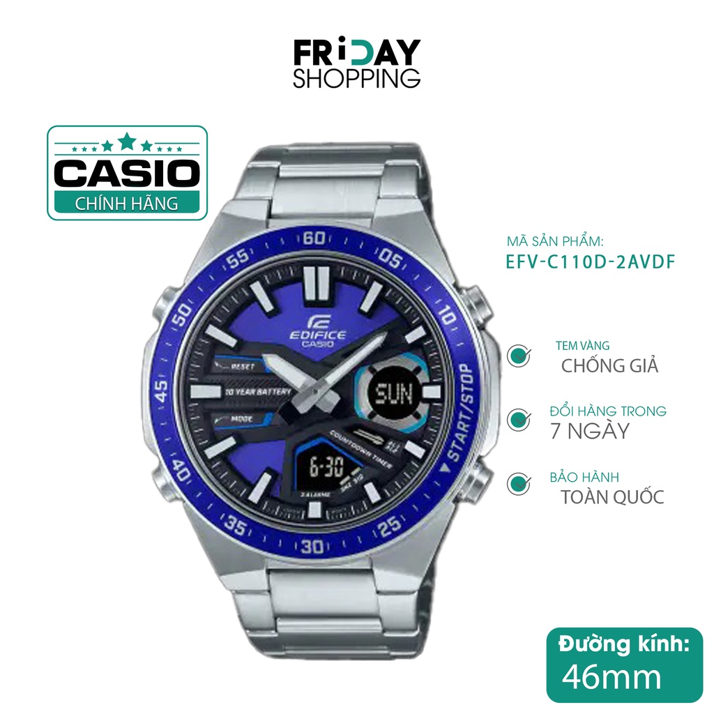 Đồng hồ Casio EDIFICE EFV-C110D-2AVDF dây kim loại Pin 10 năm chính hãng