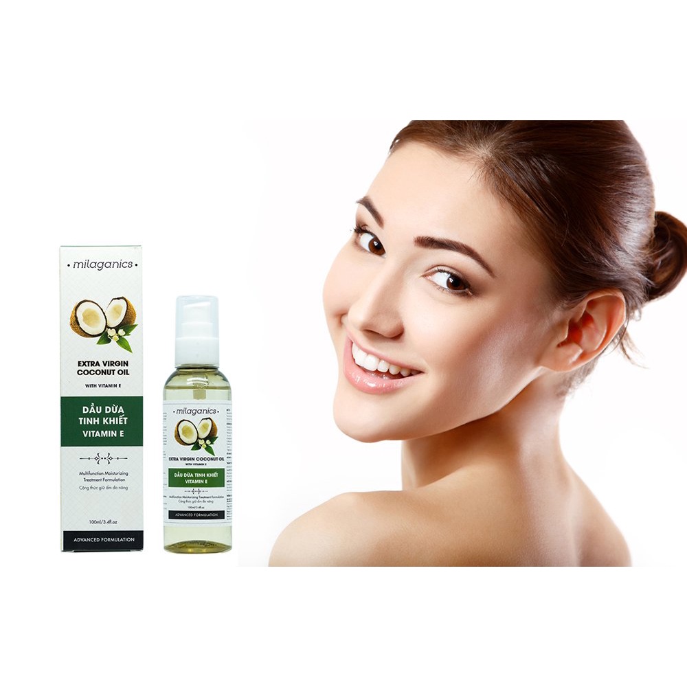 Dầu Dừa Tinh Khiết Vitamin E Milaganics Chai 100ml