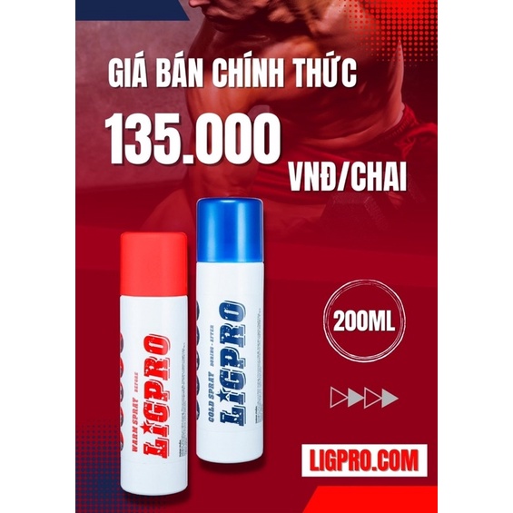 BÌNH XỊT GIẢM ĐAU DO CHẤN THƯƠNG LIGPRO SIÊU NÓNG GIẢM ĐAU TỨC THỜI HIỆU QUẢ