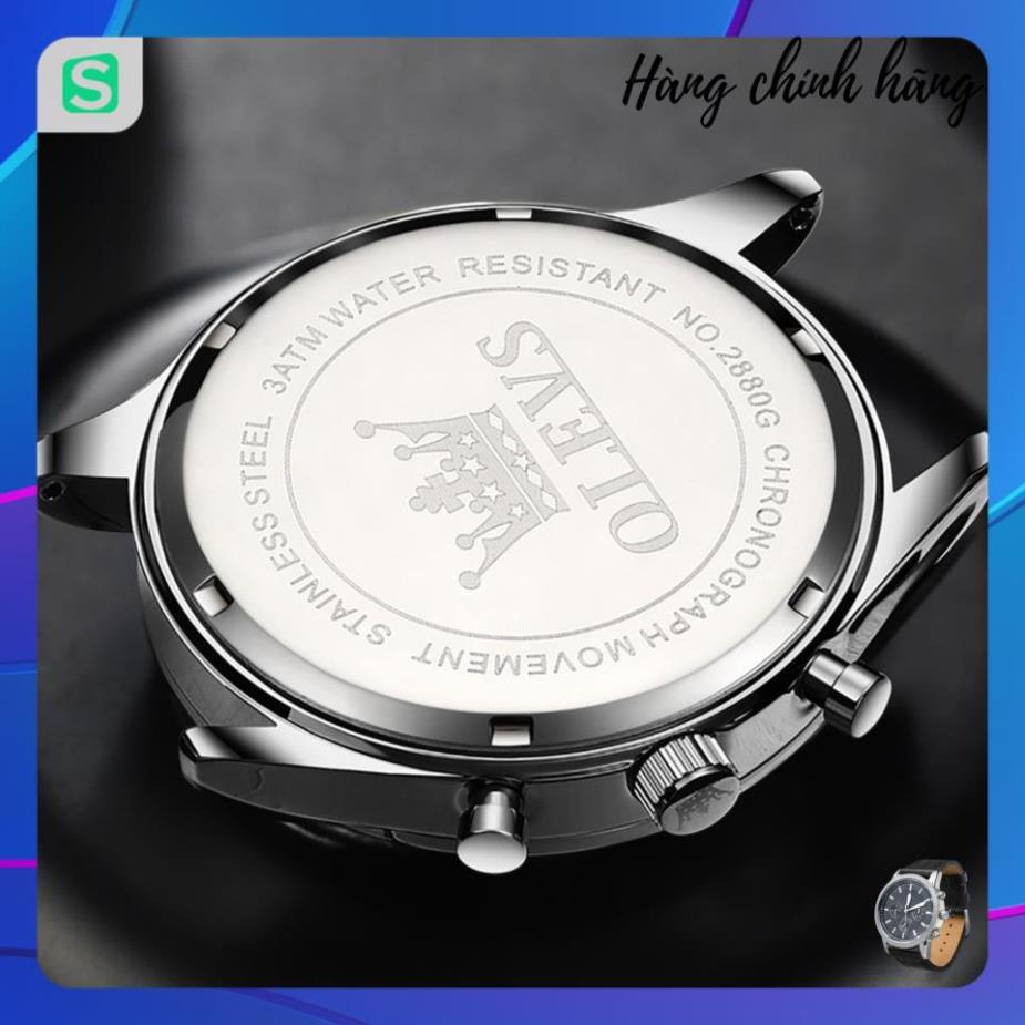 OLEVS 2880 Đồng hồ nam chính hãng Dây da có chức năng Lịch chống nước phát sáng Mặt số