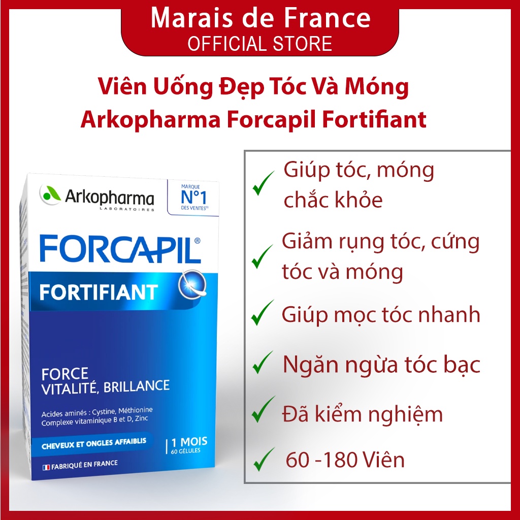 Viên uống Arkopharma Forcapil Fortifiant giảm rụng nuôi dưỡng tóc dùng cho mẹ bầu và sau sinh