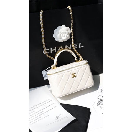 Túi quai xách Cha.nel Vanity cốp size 18cm da bê fullbox