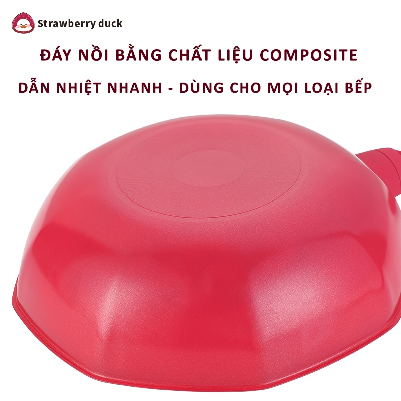 Chảo Bát giác cao cấp STRAWBERRY DUCK -  Siêu Bền Chất Liệu Cao Cấp, Phù Hợp Mọi Loại Bếp, có ảnh thật