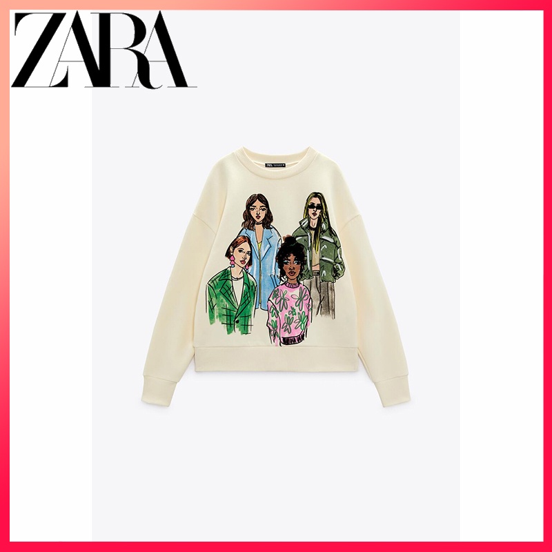 Zara Áo sweater In Họa Tiết Thời Trang Thu Đông Cho Nữ