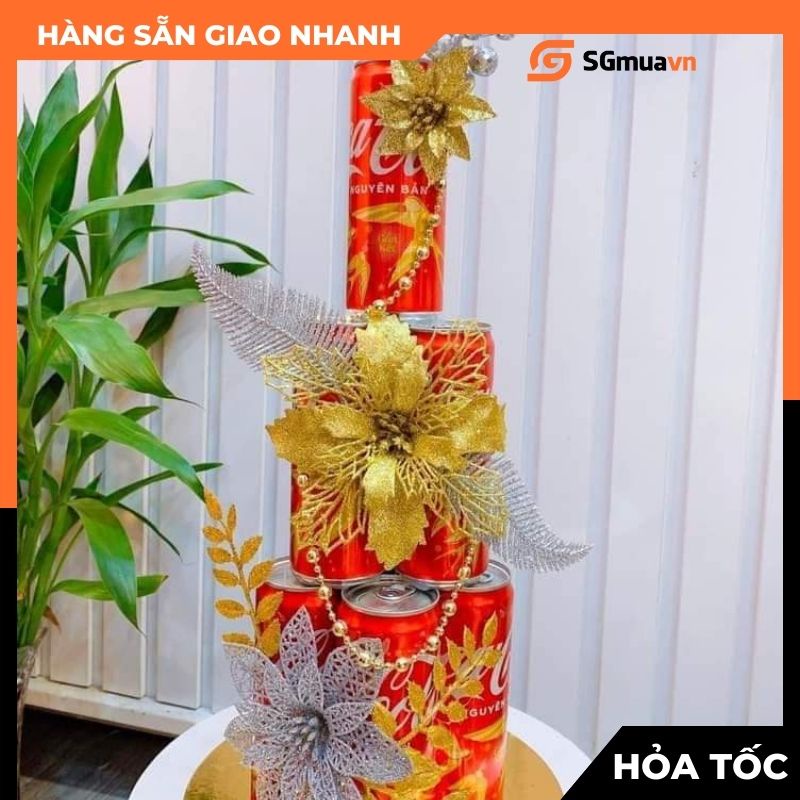Cành sung nhũ kim tuyến trang trí Giáng Sinh Tháp Tài lộc Set mâm quả