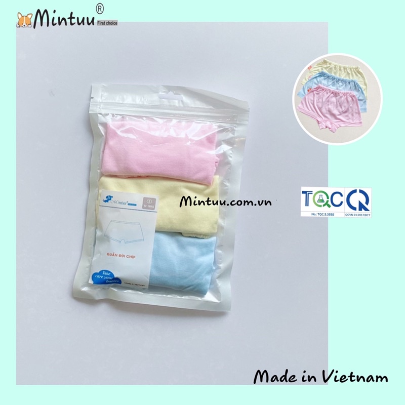 Set 3 Quần đùi chíp cho bé từ 6-24 kg, chất liệu sợi tre mềm mại thoáng mát thương hiệu Mintuu