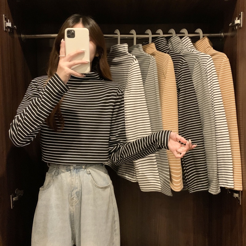 Áo Sweater Cổ Lọ Họa Tiết Kẻ Sọc Thời Trang Mùa Thu Hàn Quốc Mới 2022 Cho Nữ