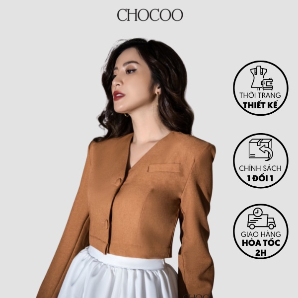 Áo Khoác nữ CHOCOO Marney Jacket thiết kế dài tay dáng ngắn croptop