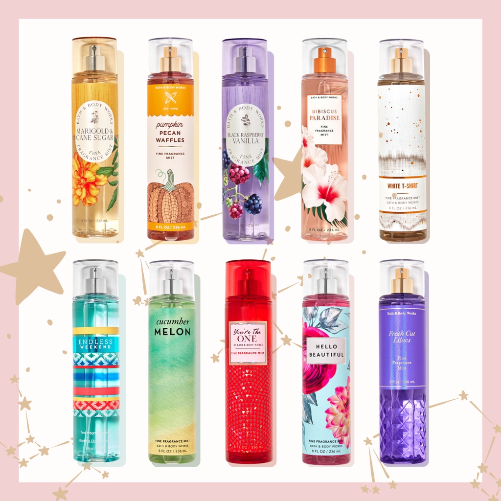 Set 50 chai Body mist Bath and Body Works mini 10ml, Xịt thơm toàn thân Bath and Body Works