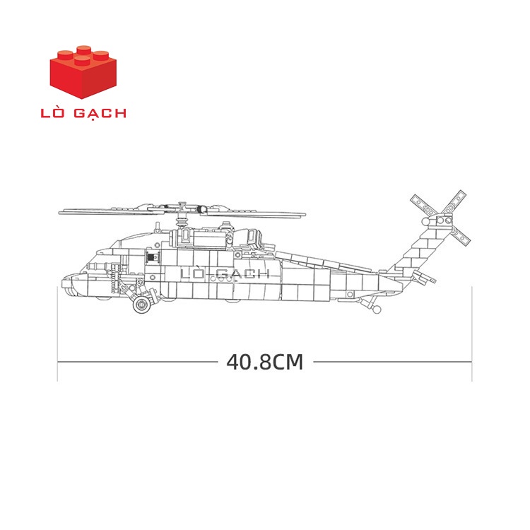 Bộ xếp hình máy bay trực thăng UH60 Black Hawk quân đội Mỹ 692 chi tiết