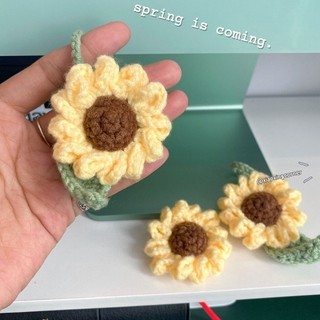 Móc khoá hoa hướng dương bằng len treo balo handmade thủ công | Xiaoxingcorner