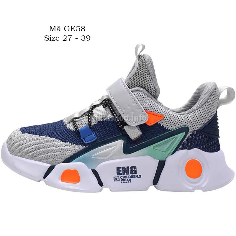 Giày thê thao bé trai 4 - 15 tuổi phong cách Hàn Quốc đế EVA nhẹ chống trơn kháng khuẩn GE58