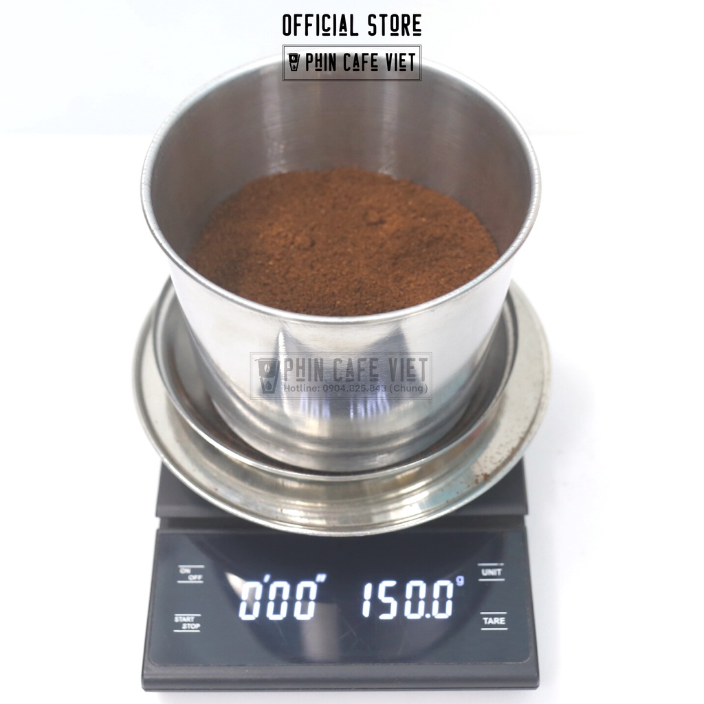 Phin inox 430 loại dày pha 150gr bột cà phê nguyên chất