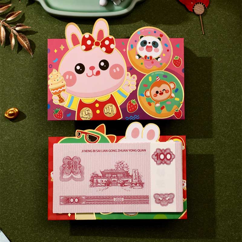 Set 6 Bao Lì Xì Đỏ In Hình Thỏ Hoạt Hình Năm Mới 2023