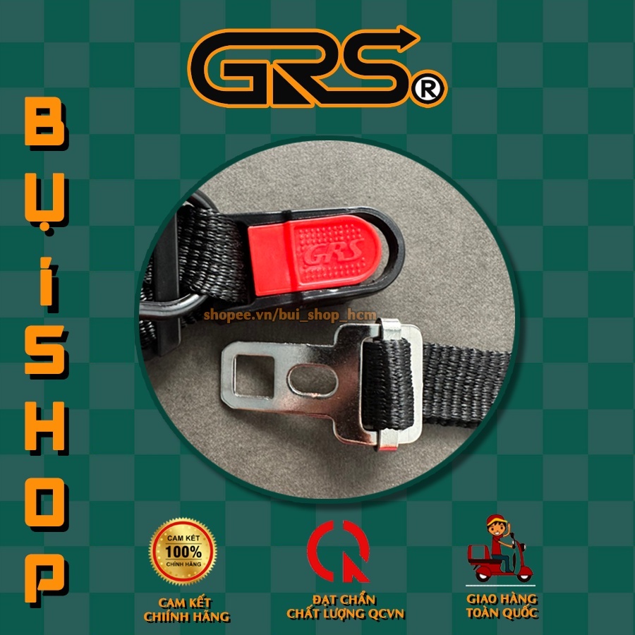 Khoá mũ bảo hiểm GRS chính hãng có logo - khóa cài nón bảo hiểm phù hợp cho mọi loại nón