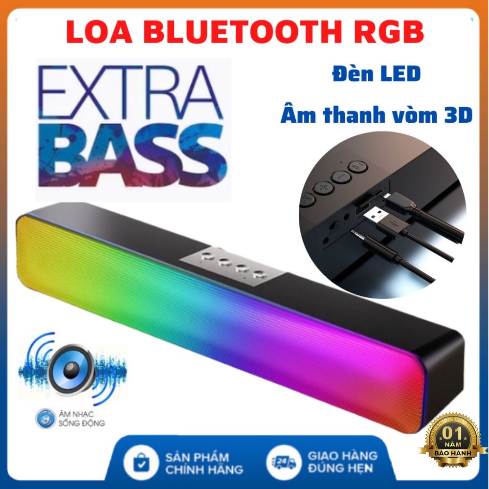 Loa Bluetooth có led RGB Soundbar RGB E3562 đèn nháy theo nhạc , công suất lớn bass mạnh dạng thanh - bảo hành 12 tháng