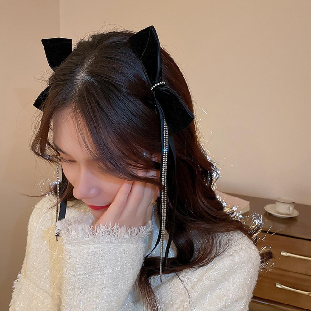 Kẹp Tóc Nơ Vải Nhung Thời Trang Nữ Tính