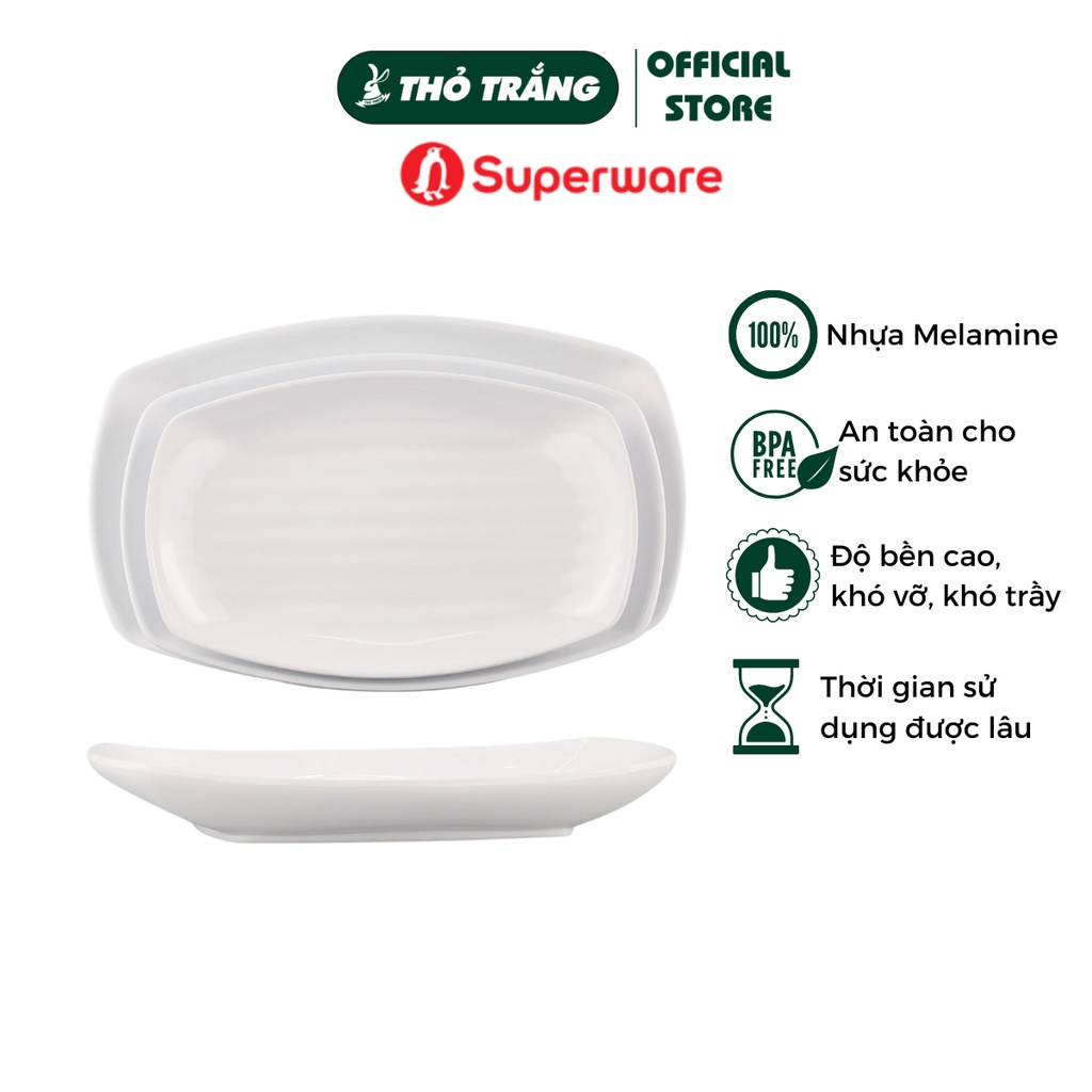 Dĩa nhựa melamine màu trắng Srithai Superware cao cấp đa dạng mẫu mã