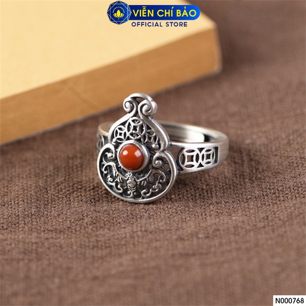 Nhẫn hồ lô - xanh, đỏ chất liệu bạc Thái 925 thời trang phụ kiện trang sức nữ Viễn Chí Bảo  N000768
