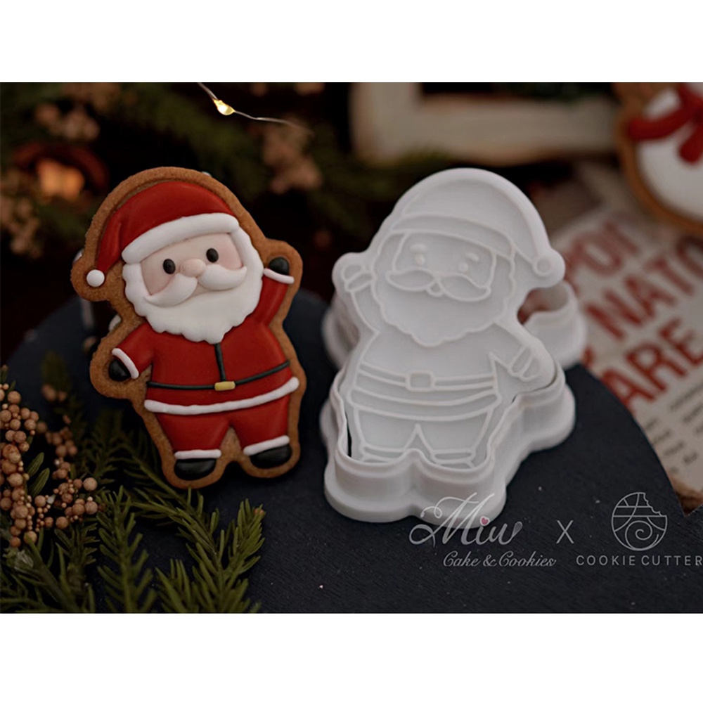 Khuôn Làm Bánh Quy Hình Ông Già Noel / Người Tuyết 3D Trang Trí Giáng Sinh / Năm Mới