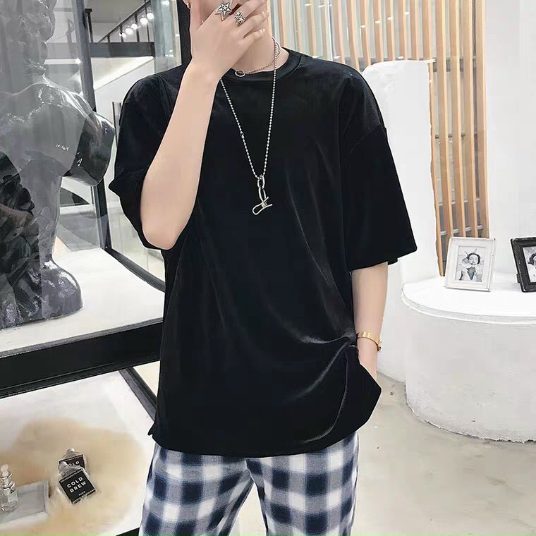 Áo thun Stee Nhung basic Unisex nam nữ form rông