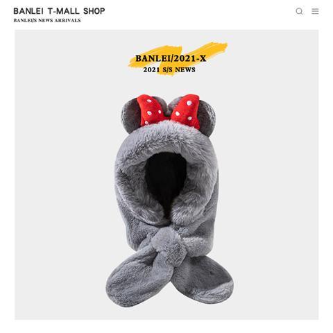 Mũ Tích Hợp Khăn Choàng Cổ Bằng Vải Bông Chống Lạnh Hình Tai Chuột Mickey Dễ Thương Giữ Ấm Mùa Đông Phong Cách Mới Cho Cặp