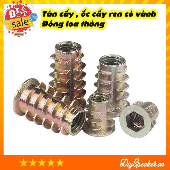 Tán cấy , ốc cấy ren M4/M5 có vành đóng loa thùng
