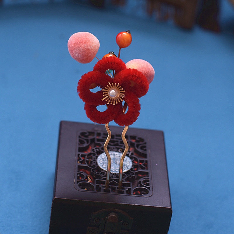Trâm Cài Tóc Lông Nhung Handmade Phong Cách Năm Mới Cổ Điển Cho Nữ