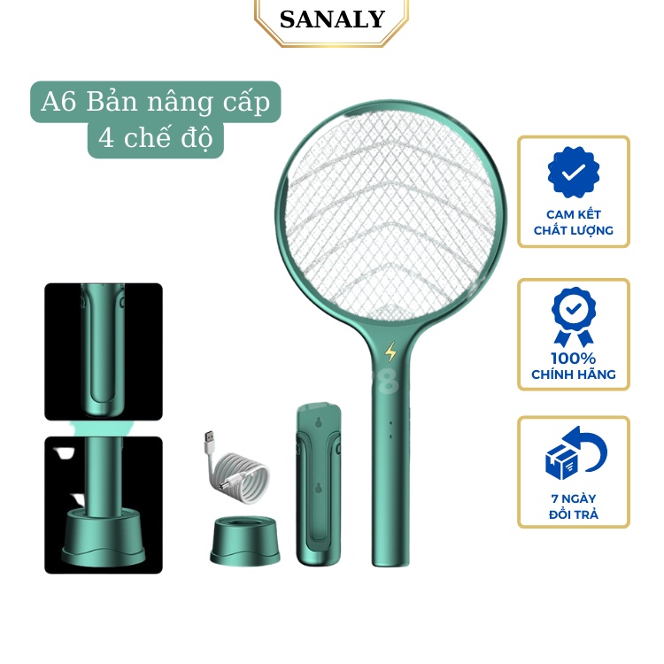 Vợt đèn máy bắt muỗi thông minh đa năng Remax A08 4 trong 1 để bàn treo tường ánh sáng tím thu hút diệt muỗi SANALY