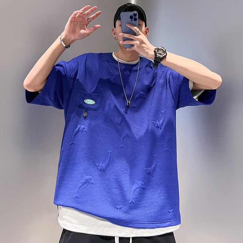 Áo Thun Tay Ngắn Cổ Tròn Dáng Rộng In Hình Cá Heo Thời Trang Mùa Hè Chất Lượng Cao Cho Nam Và Nữ