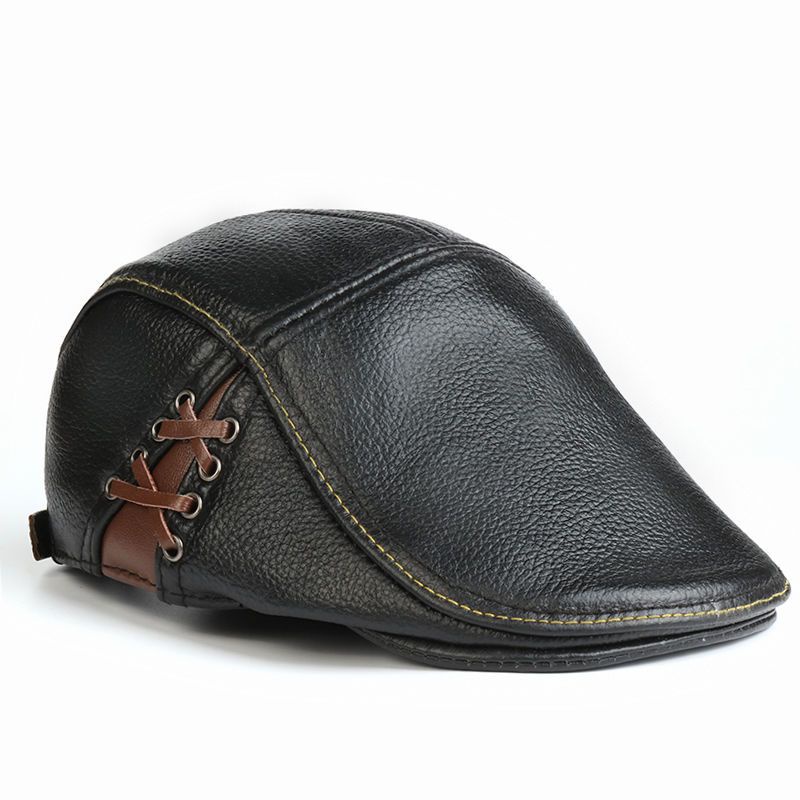 Hàng Có Sẵn#Mũ Beret Da Bò Thật Thời Trang Thu Đông Dành Cho Nam Trung Niên 60 Tuổi
