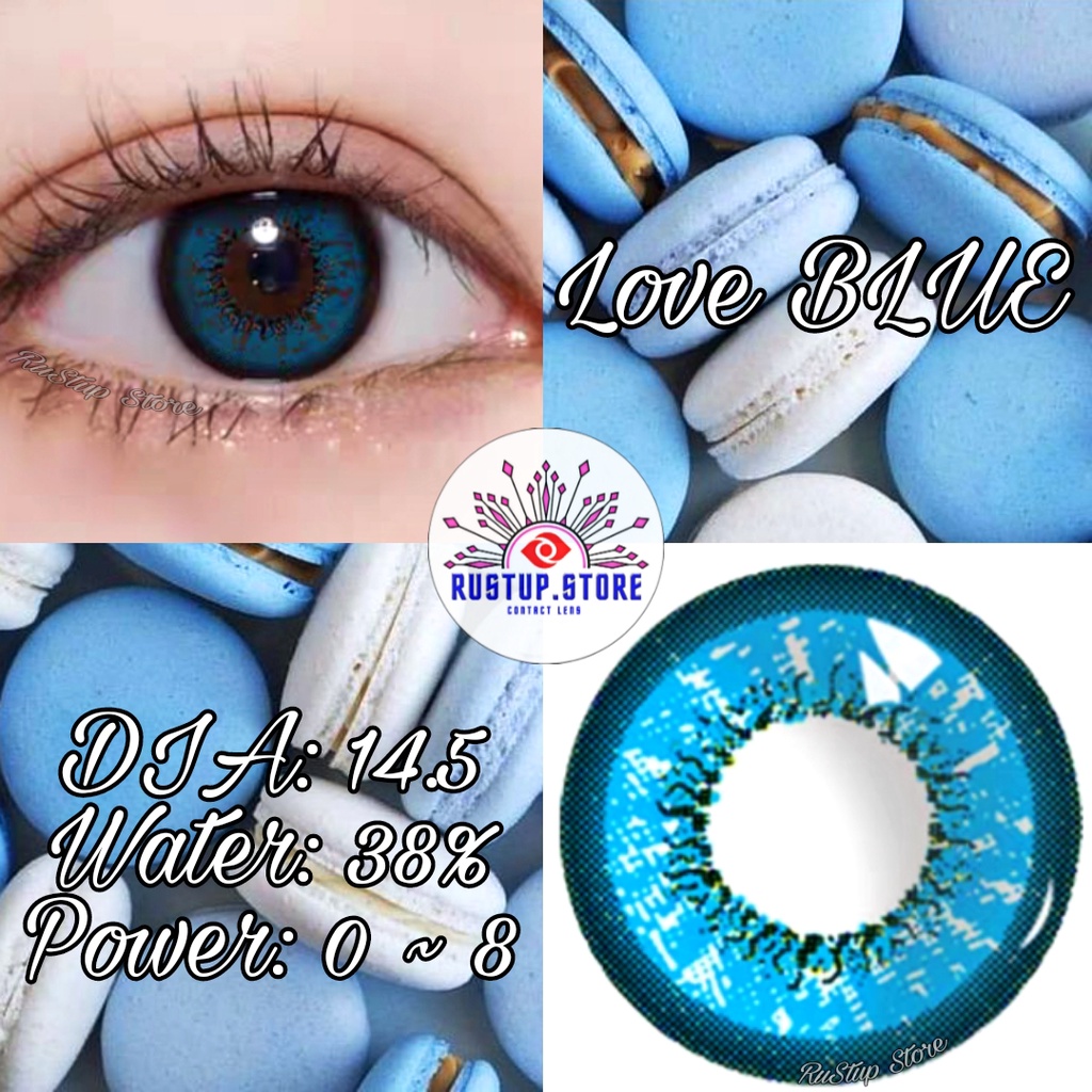 CONTACT LENS dòng LOVE màu XANH DƯƠNG ~ Từ 0~>8 độ.