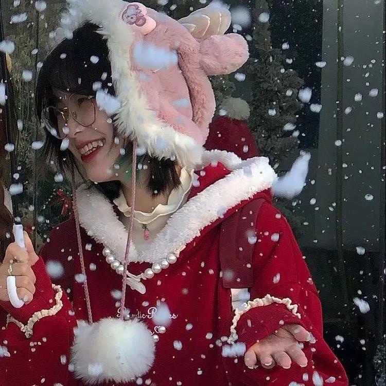 Áo Hoodie Lót Lông Cừu Phong Cách Giáng Sinh Thời Trang Thu Đông