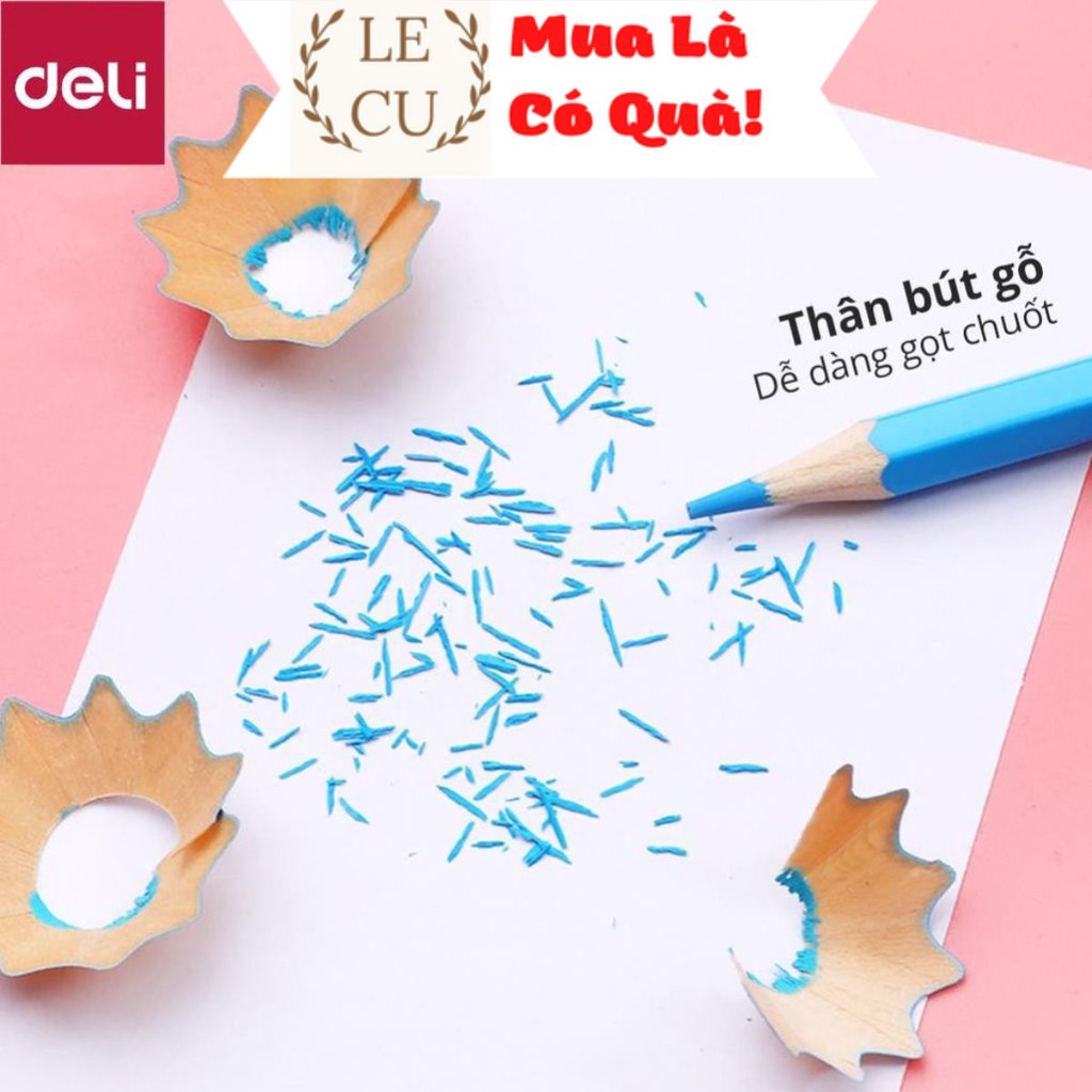 Bút chì màu dạng cốc Deli - chất liệu gỗ khô tự nhiên an toàn - 12/24/36/48 màu - 7070 [Deli]