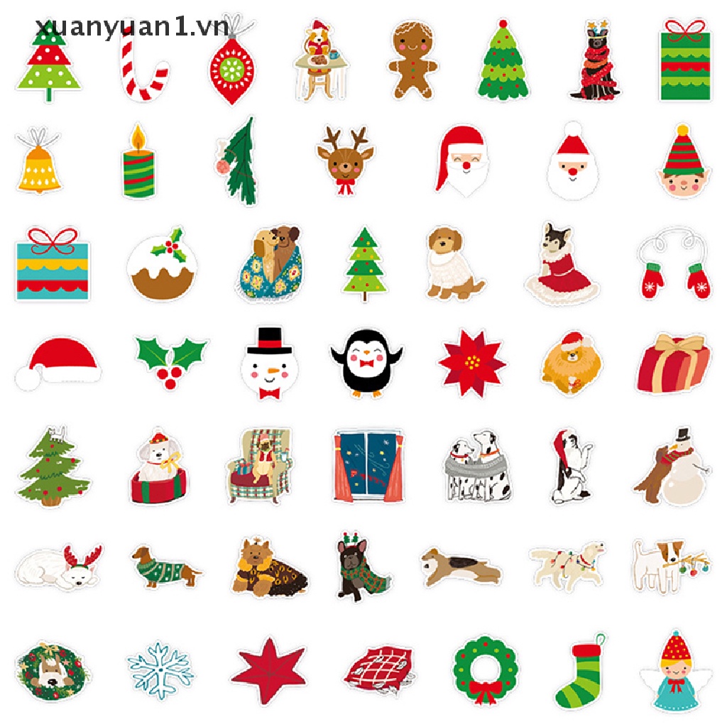 Set 50 Sticker Trang Trí Giáng Sinh Xinh Xắn