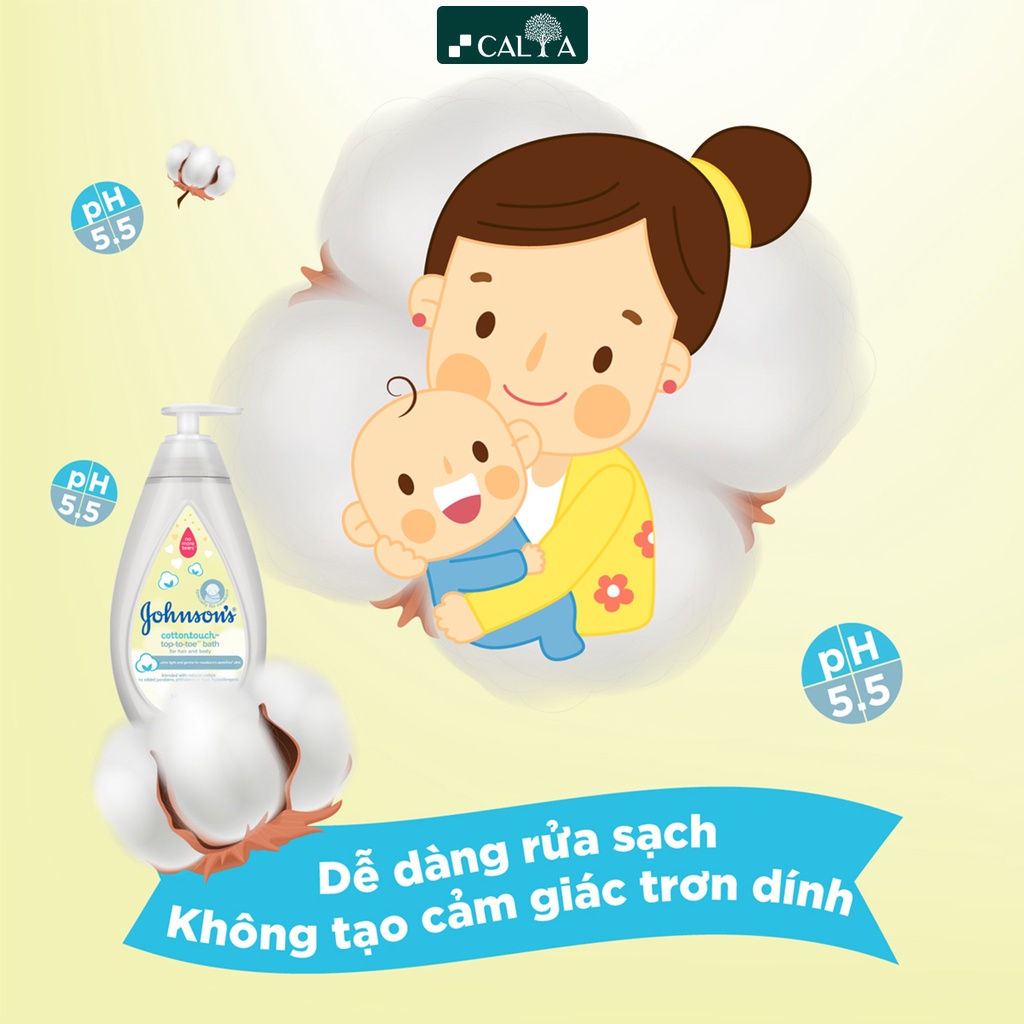 Sữa Tắm Gội Cho Bé Johnson's Baby Làm Sạch Dịu Nhẹ, Dưỡng Ẩm - Johnson's Top-To-Toe Bath Cotton Touch 500ml