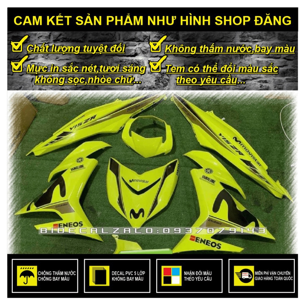 {TPHCM-FREE SHIP] TEM RỜI EXCITER 150MOVISTAR PHỐI ĐEN DÁN XE VÀNG